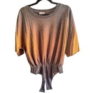 Pink Lily Charcoal Bodysuit Short Sleeve Casual One-Piece Women's Size M